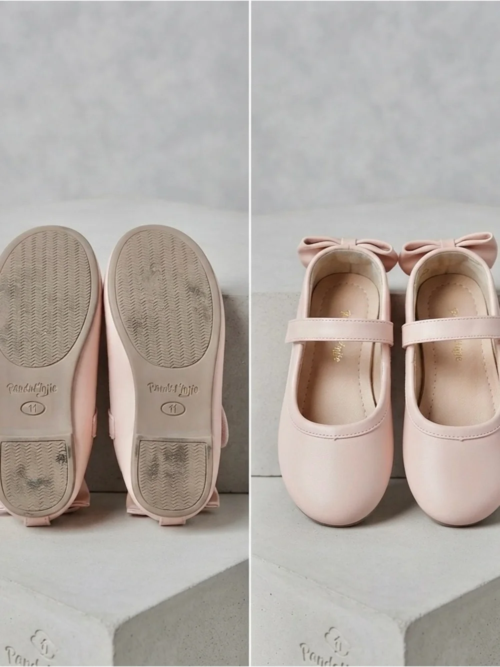 PandaNinja size 11 Girls' Pink Bow Strap Dress Shoes